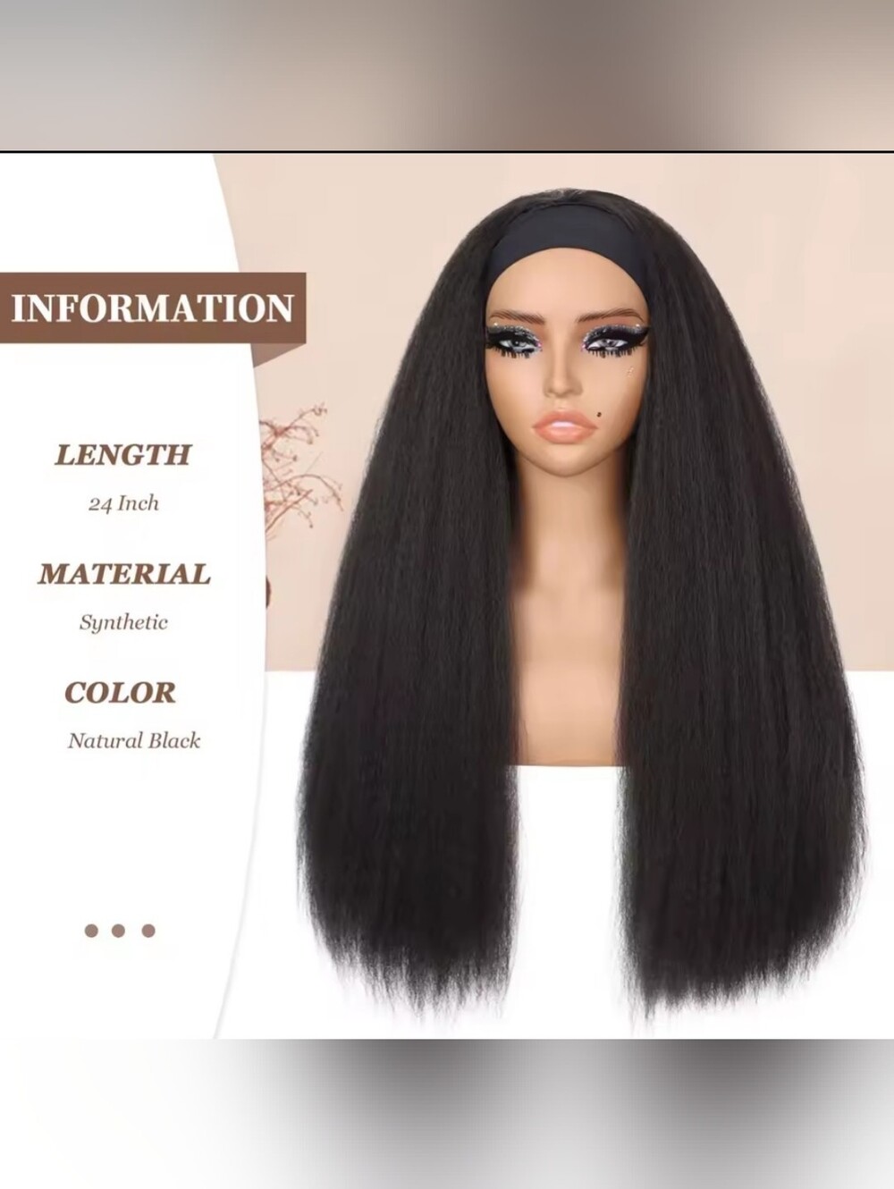 Black Straight Headband Wig - Unbranded Synthetic Women's Hair